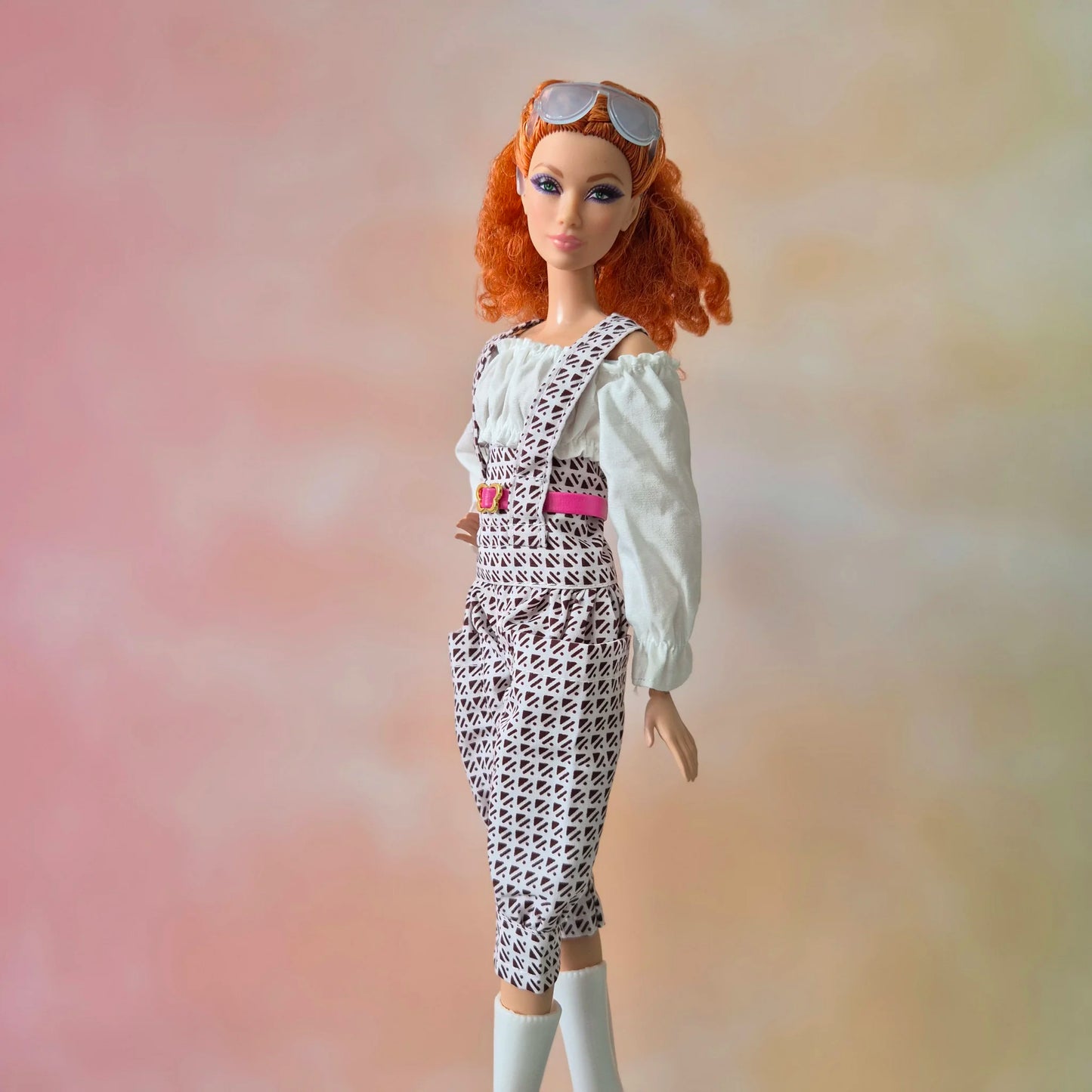 Overalls and White off shoulder crop top for barbie