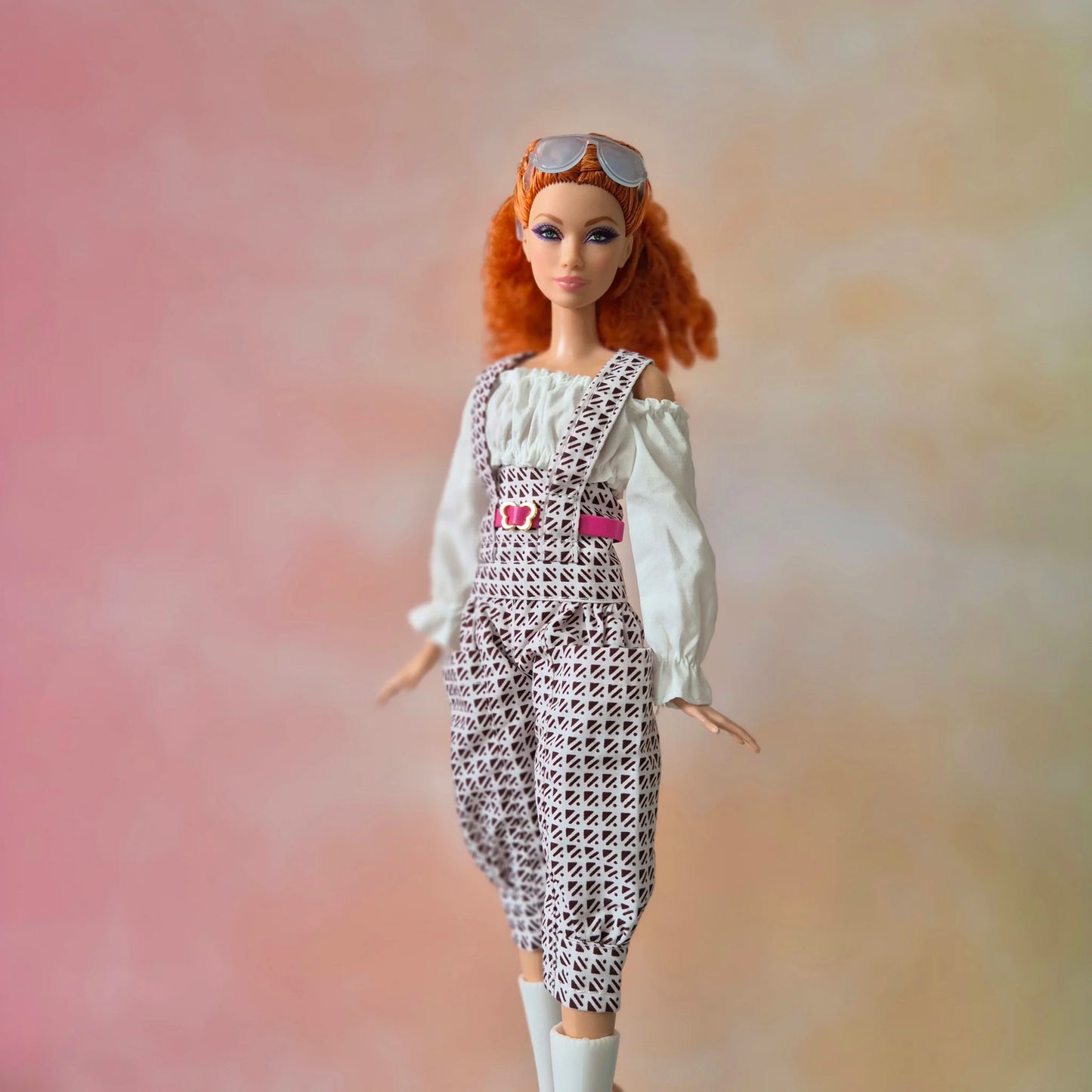 Overalls and White off shoulder crop top for barbie