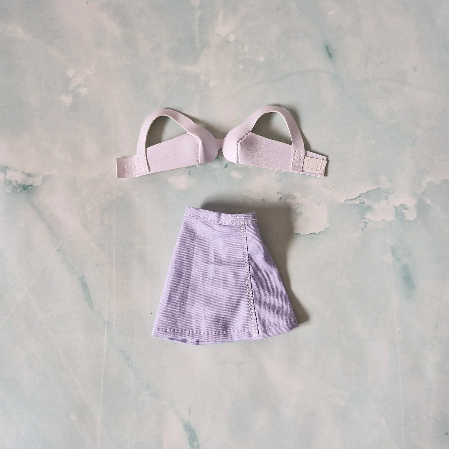 Light Gray Belted Jacket & Pastel Skirt Set for Barbie doll