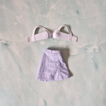 Light Gray Belted Jacket & Pastel Skirt Set for Barbie doll