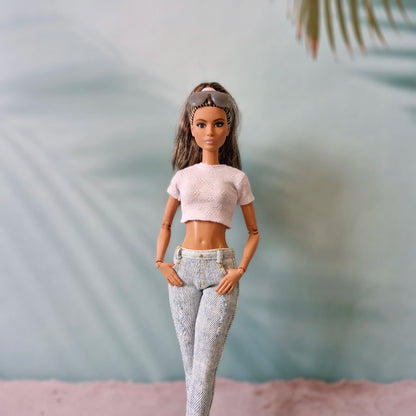 Distressed Jeans and White Top Set for Barbie and Curvy