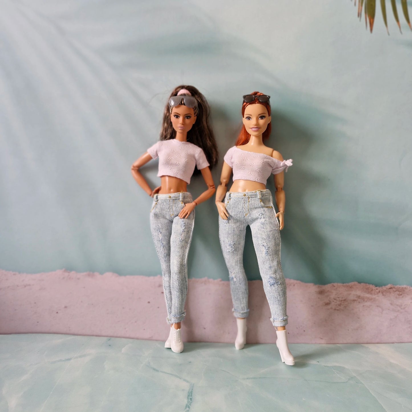 Distressed Jeans and White Top Set for Barbie and Curvy