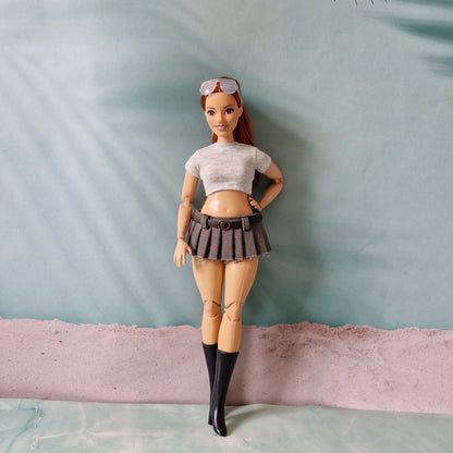 Curvy Barbie Mini Skirt & Crop Top Outfit – Trendy Pleated Skirt Set