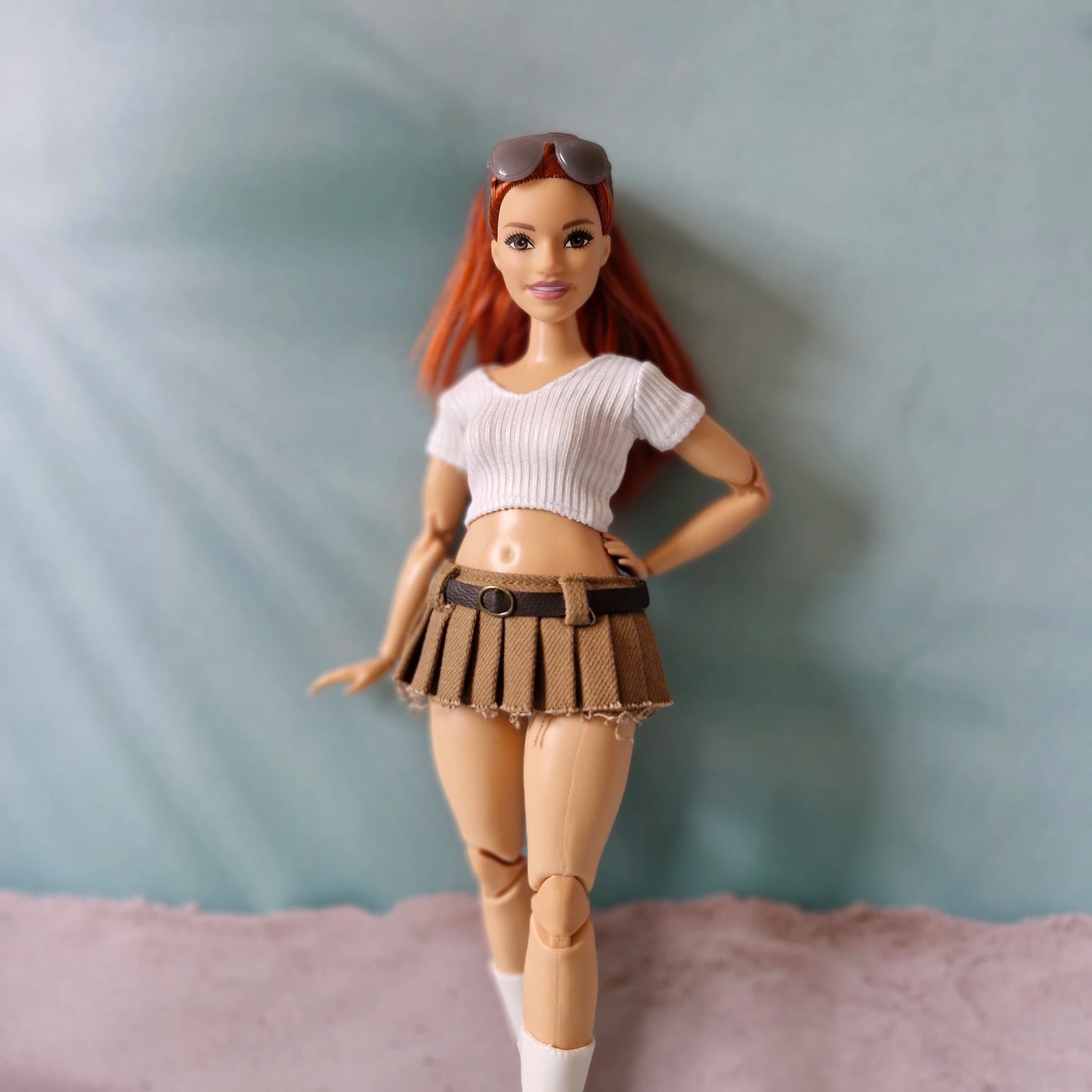 Curvy Barbie Mini Skirt & Crop Top Outfit – Trendy Pleated Skirt Set
