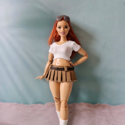 Curvy Barbie Mini Skirt & Crop Top Outfit – Trendy Pleated Skirt Set
