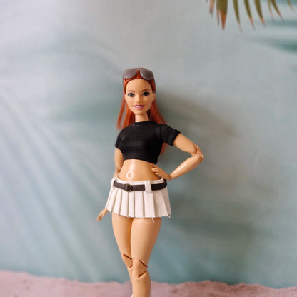 Curvy Barbie Mini Skirt & Crop Top Outfit – Trendy Pleated Skirt Set