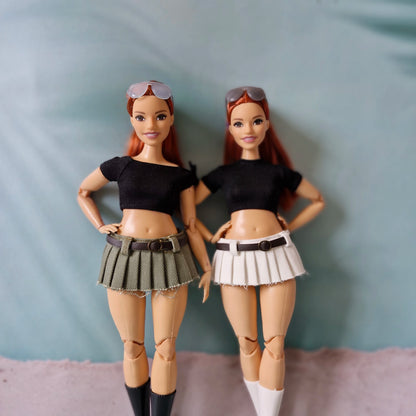 Curvy Barbie Mini Skirt & Crop Top Outfit – Trendy Pleated Skirt Set