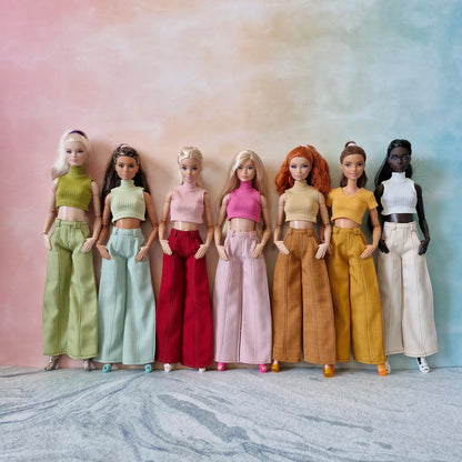 Ribbed Tops & Wide Leg Pants Separates for Barbie
