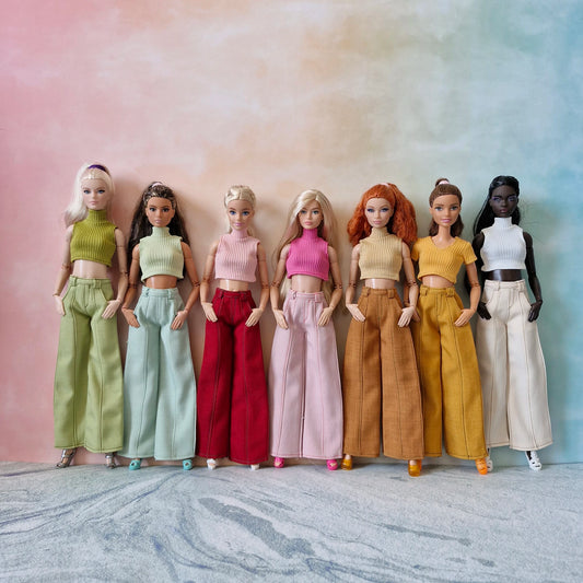 Ribbed Tops & Wide Leg Pants Separates for Barbie