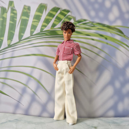 Handmade Gingham Shirt & Wide Leg Pants for Ken