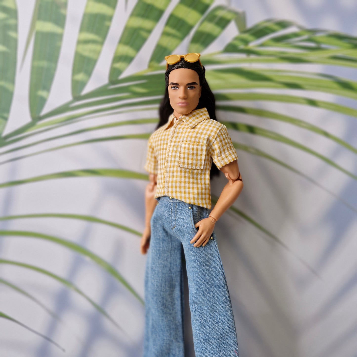 Handmade Gingham Shirt & Wide Leg Pants for Ken