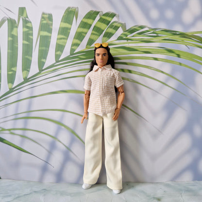 Handmade Gingham Shirt & Wide Leg Pants for Ken