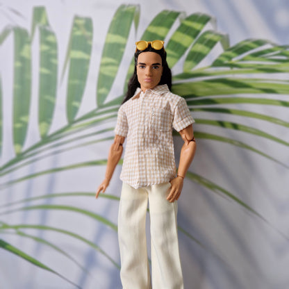 Handmade Gingham Shirt & Wide Leg Pants for Ken