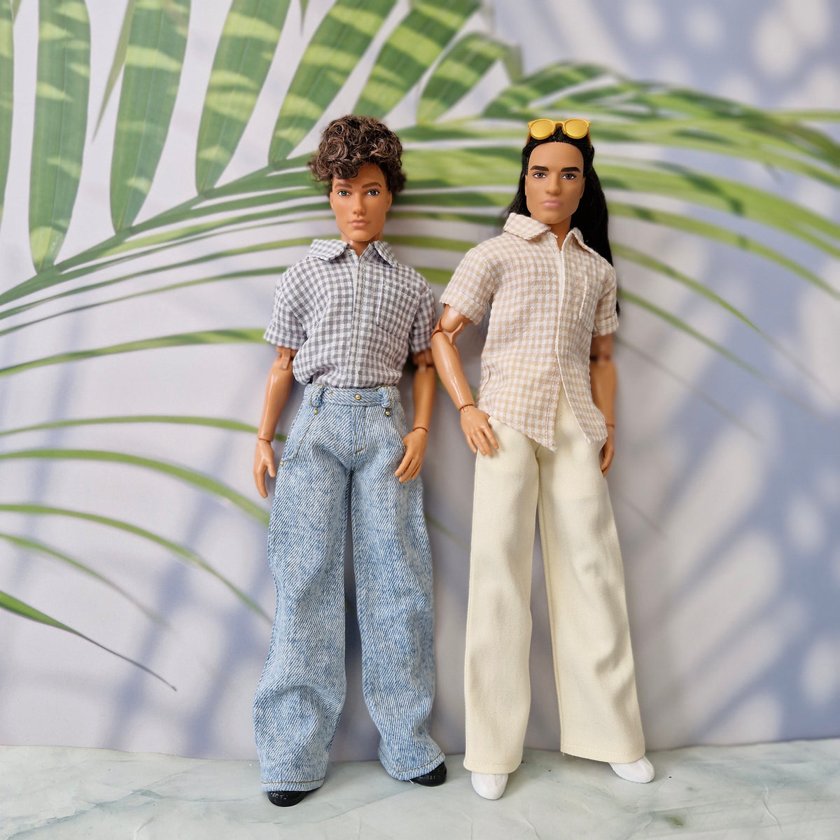 Handmade Gingham Shirt & Wide Leg Pants for Ken