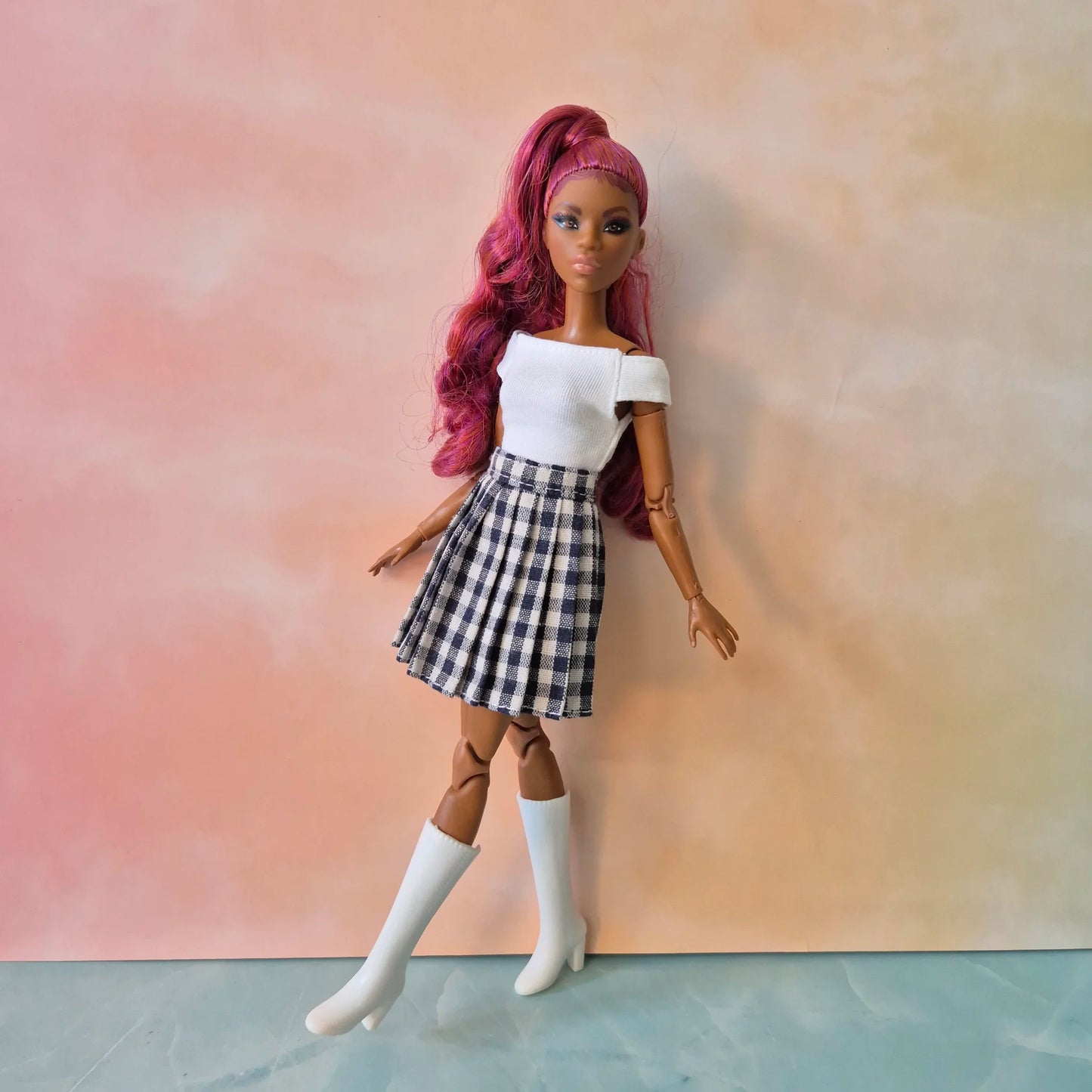 Barbie wear white top and skirt