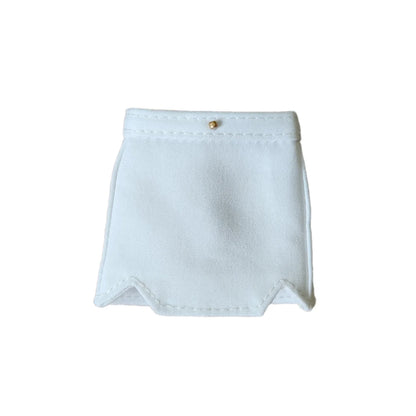 White doll skirt with unique notched hemline - Barbie clothes accessory.