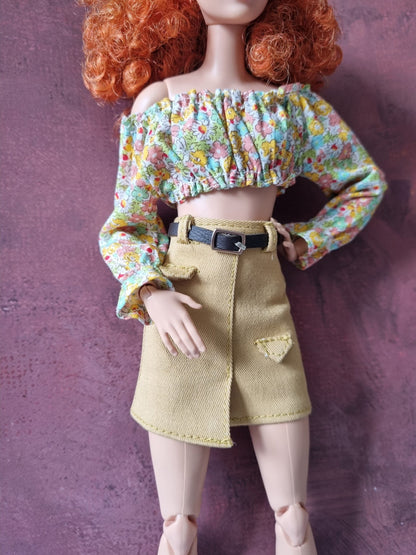 Collections Skirt and Crop  handmade for barbie , 11.5" doll , 1/6 doll.