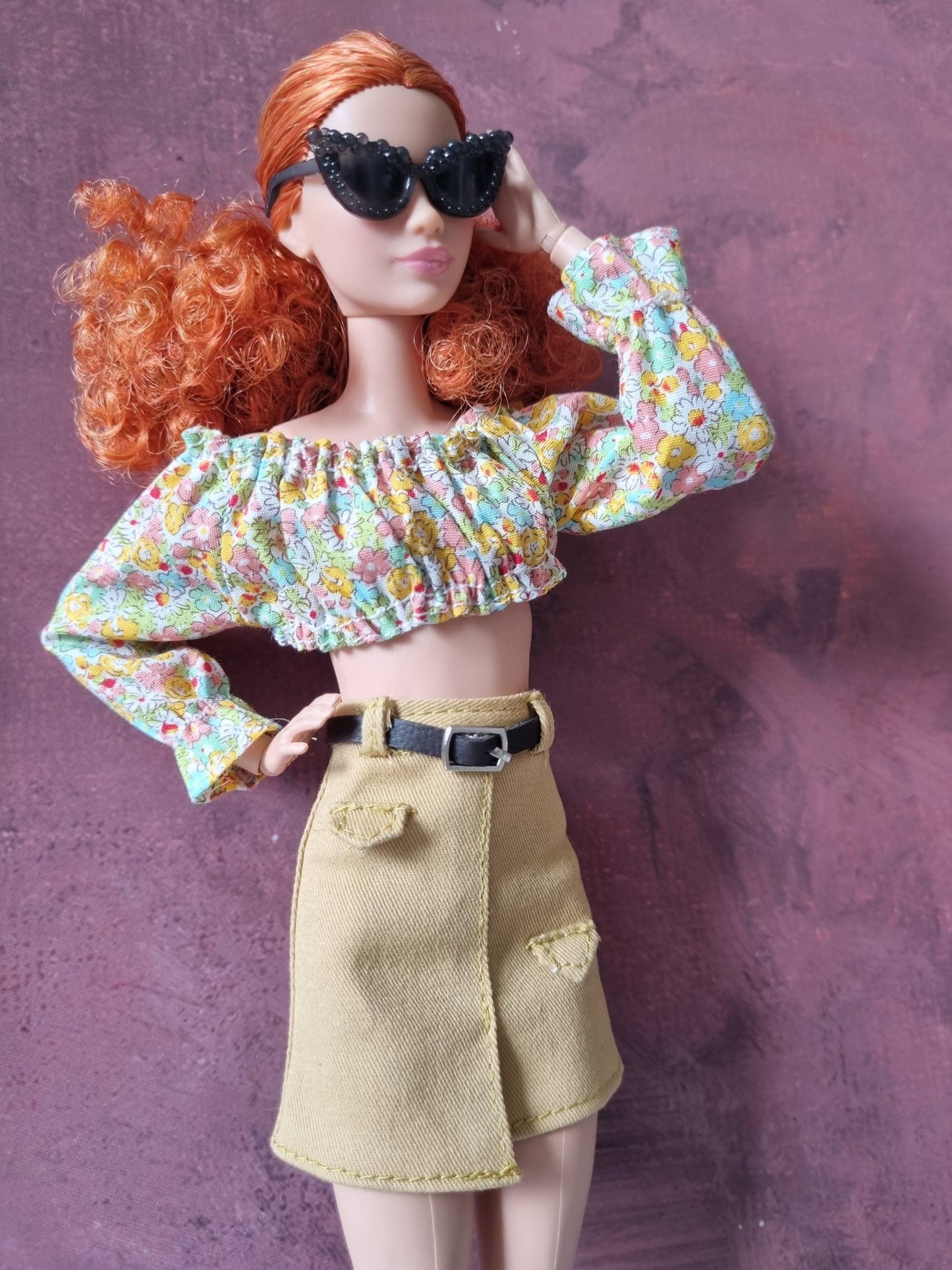 Collections Skirt and Crop  handmade for barbie , 11.5" doll , 1/6 doll.