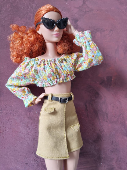 Collections Skirt and Crop  handmade for barbie , 11.5" doll , 1/6 doll.