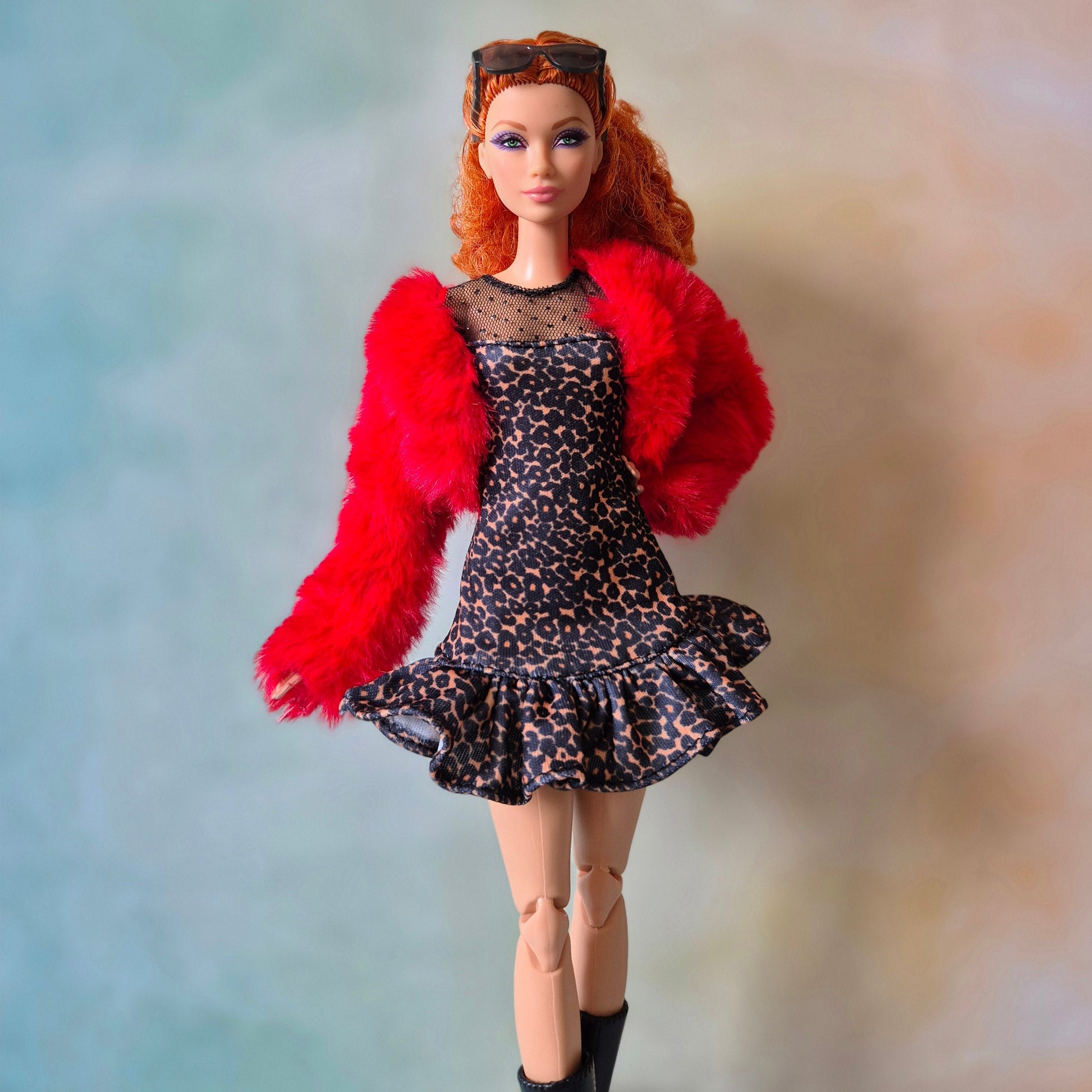 barbie with dress  and red coat