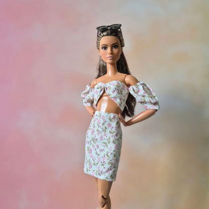 barbie wear crop top and skirt sets