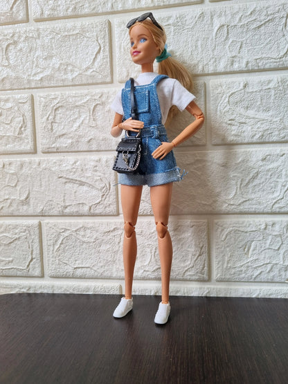 Doll denim overalls short for 11.5 inch dolls clothes