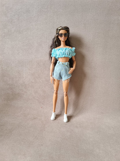 Jean + short for barbie , 11.5" doll , 1/6 doll clothes