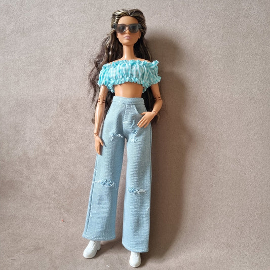 Jean + short for barbie , 11.5" doll , 1/6 doll clothes