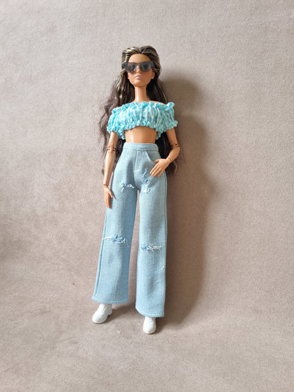 Jean + short for barbie , 11.5" doll , 1/6 doll clothes