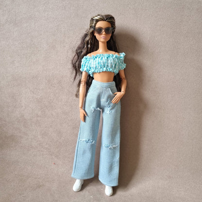 Jean + short for barbie , 11.5" doll , 1/6 doll clothes