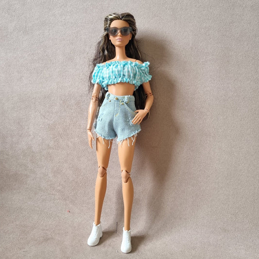 Jean + short for barbie , 11.5" doll , 1/6 doll clothes.