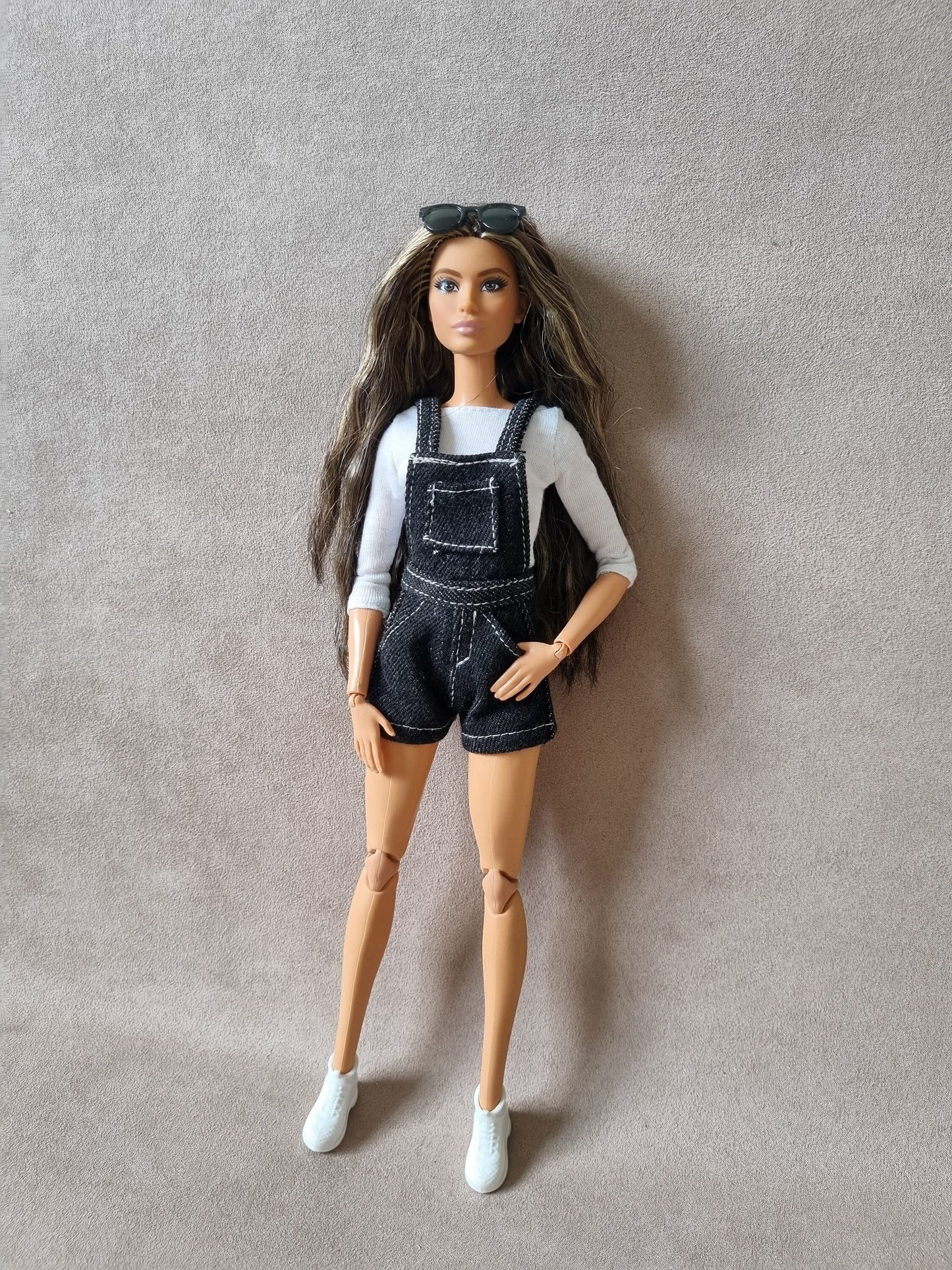 Overall short handmade for barbie , 11.5" doll clothes