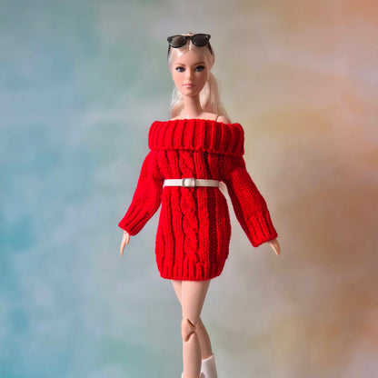 barbie wear Red Sweater Dress