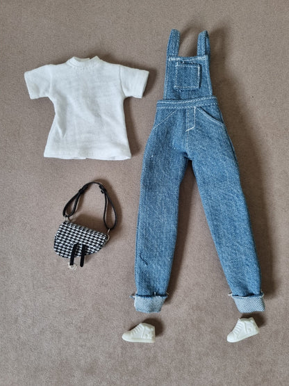 Doll denim overalls, jumpsuit for 11.5 inch dolls clothes